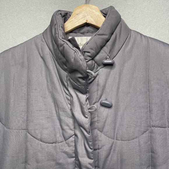 Vintage 80s Saxton Hall Gray Quilted Long Puffer Coat Toggle Button Closure M - Picture 9 of 9